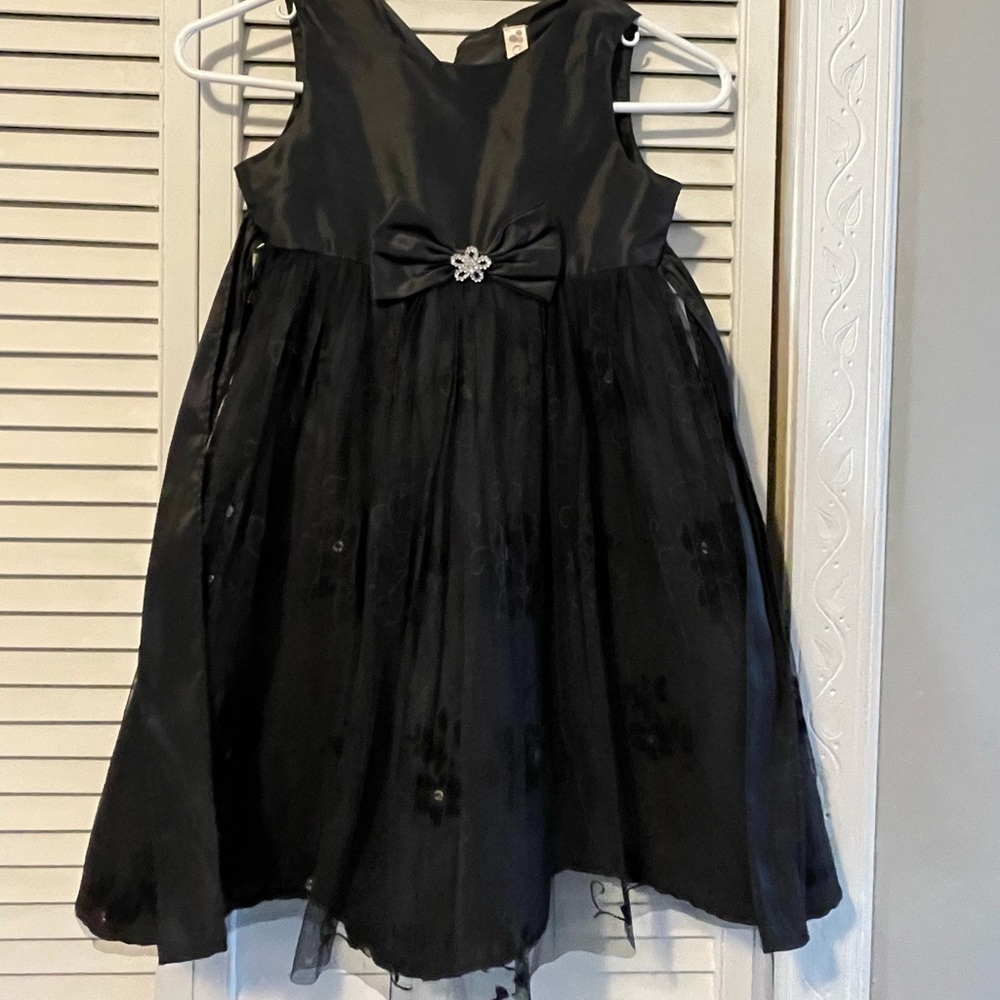 Black satin and tulle girls dress